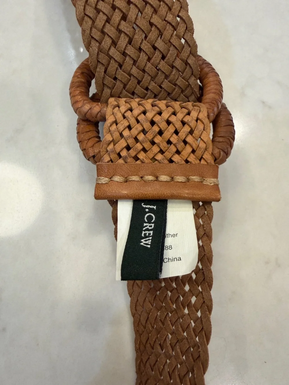 J. Crew Braided Leather Double-Ring Belt in Tan - Picture 2 of 5